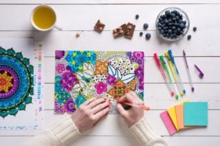 woman coloring