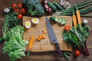 healthy foods on cutting board