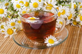 chamomile tea and flowers