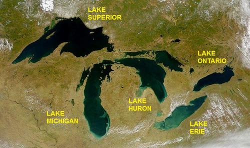 satellite image of the great lakes