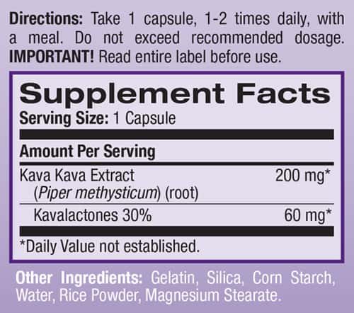 kava supplement label