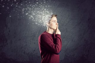 man thinking hard