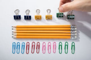 neat rows of office supplies