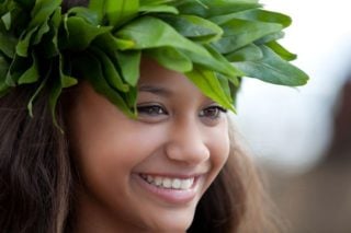 smiling Polynesian woman