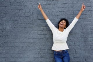 jubilant woman