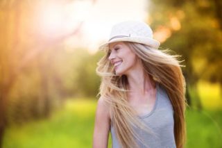 woman in hat, walking