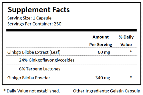 ginkgo biloba supplement label